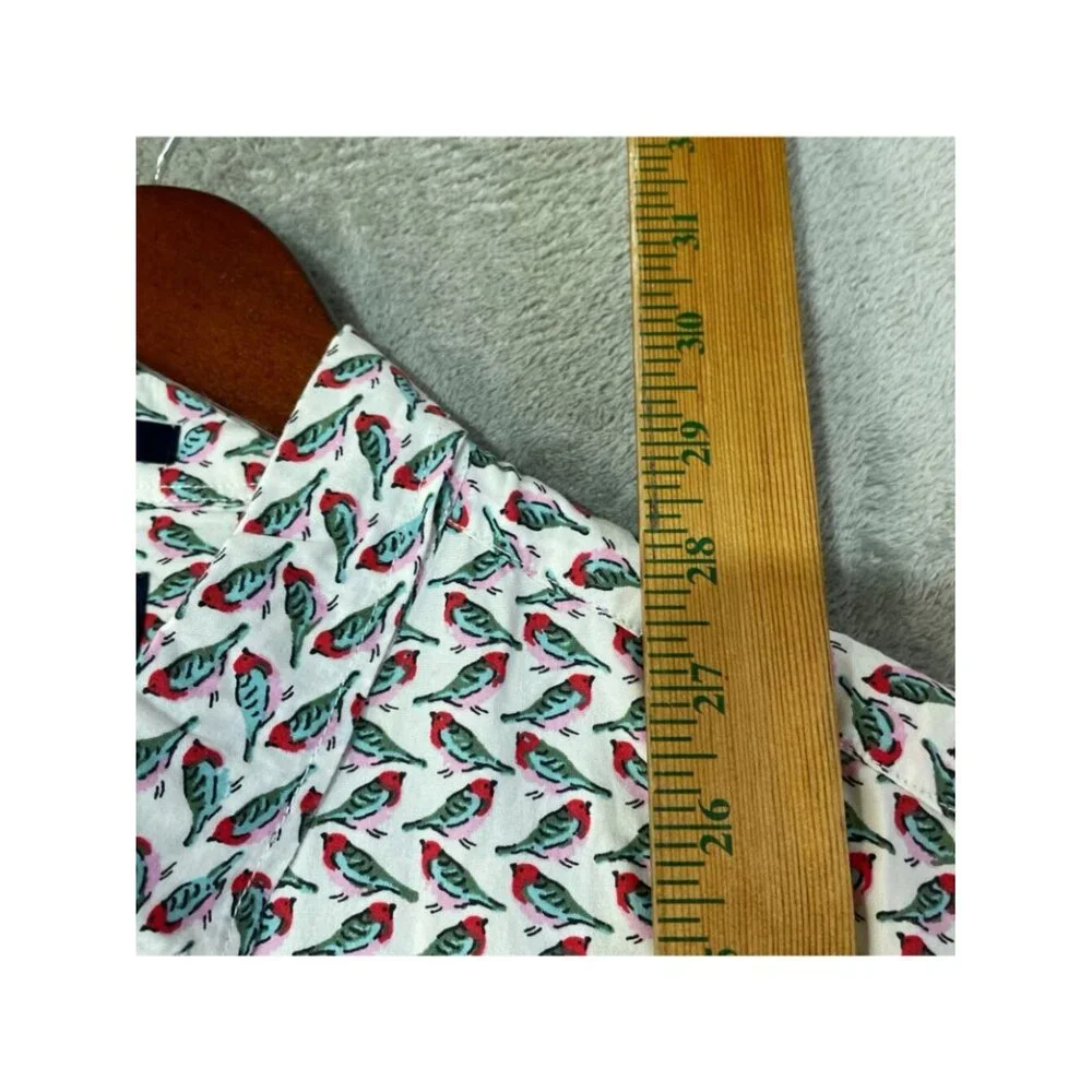J.Crew Flex Men's XL Shirt Slim Bird All over Print Cotton Short sleeve